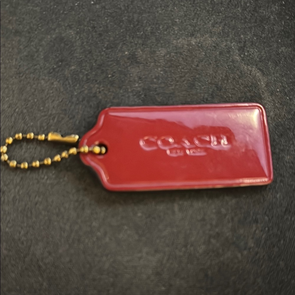 Coach Red Keychain with Gold Accents